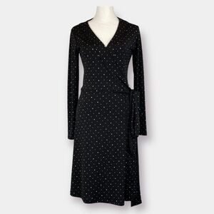 NEW Banana Republic Polka Dot Wrap Dress Black White Size Xtra Small